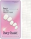 heyhae Semi Cured Gel Nail Strips | No LED Lamp Needed | White, Jelly | Easy Apply & Remove, Salon Quality | Includes 28 Strips, 2 Prep Pads, Nail File & Wooden stick - Hey, On My Milky Way