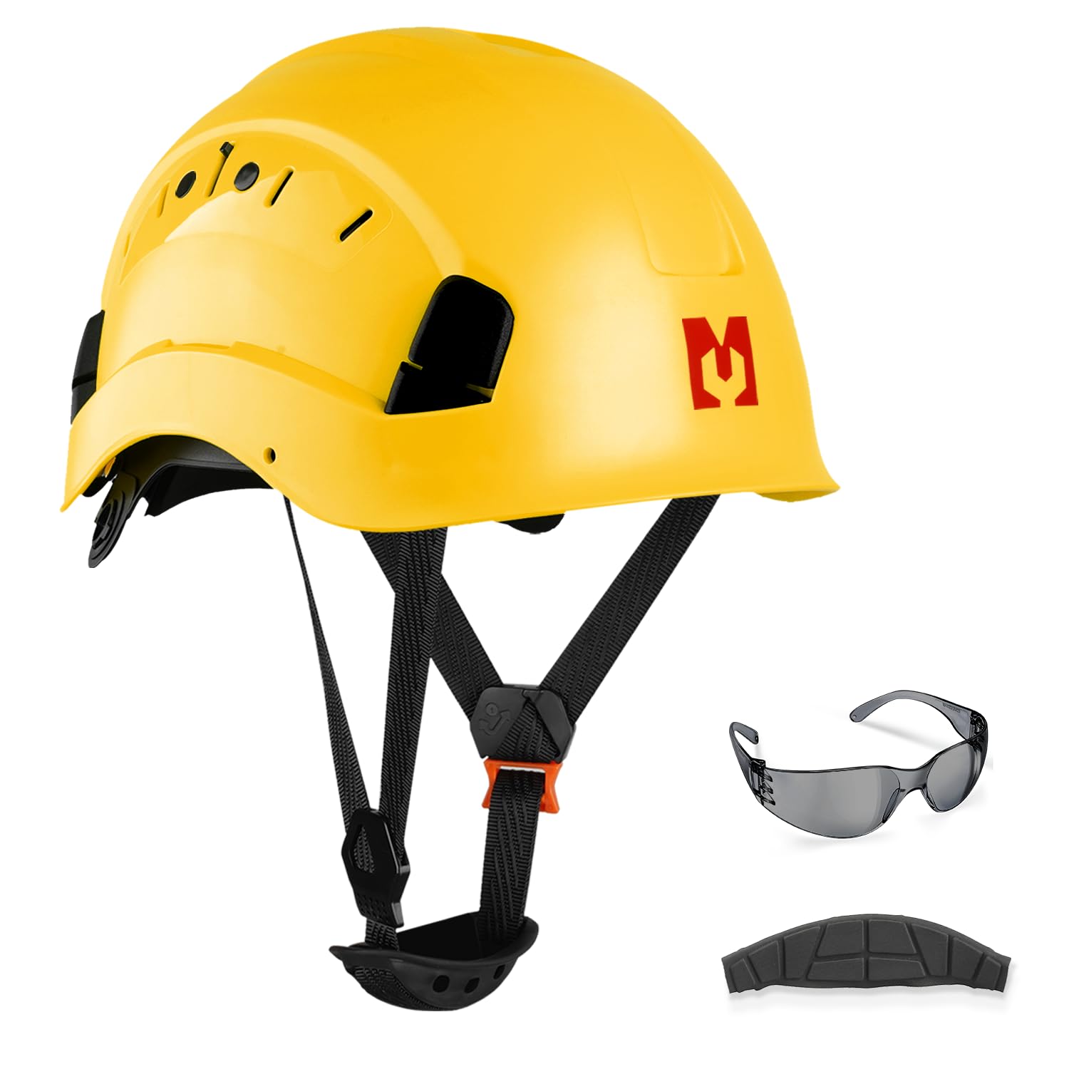 Mustbau Hard Hats Construction Safety Helmet with Anti-fog Safety Glasses Wheel Ratchet Adjust 53-63 cm for Scaffolding,Construction and Tradesmen EN 397