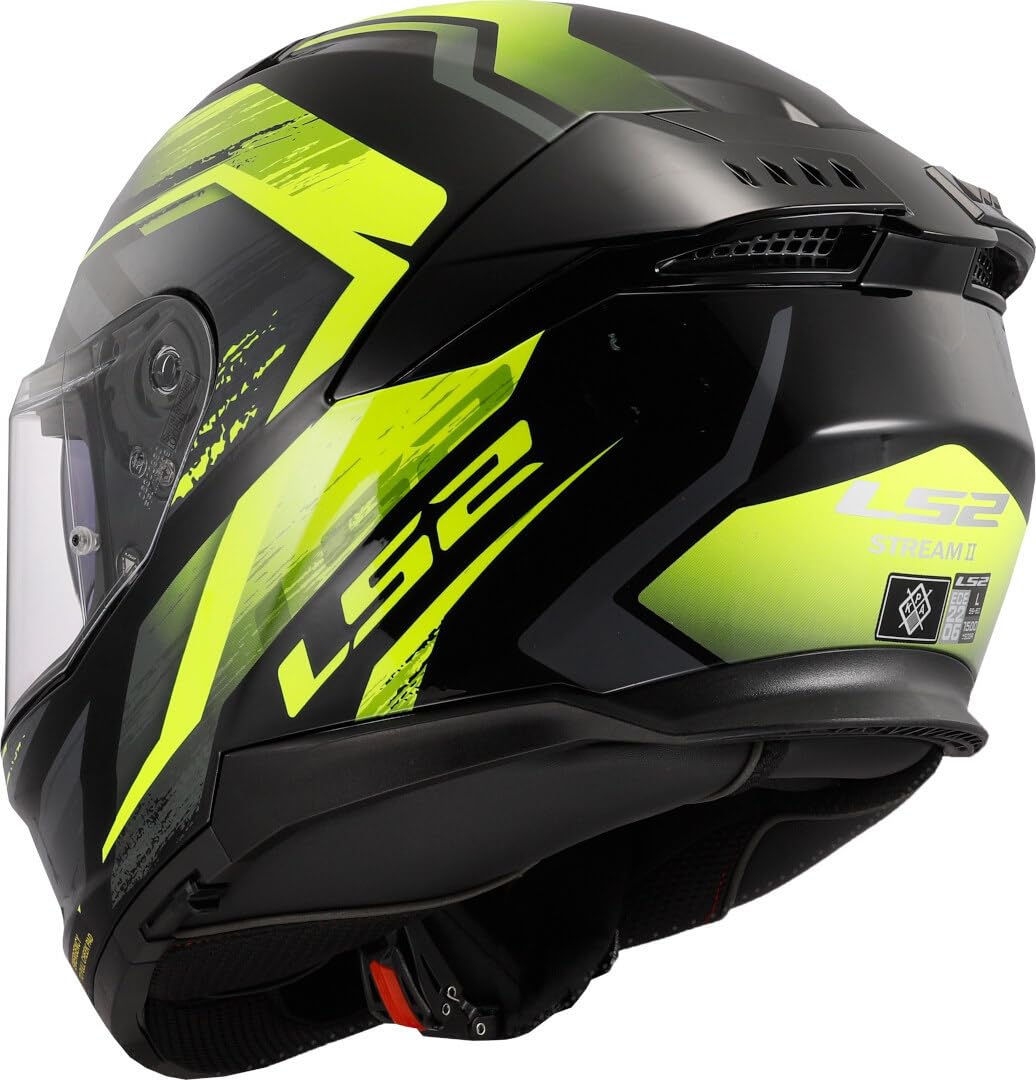 LS2, Casco Moto Integrale STREAM II FURY Gloss Black H-V Yellow, L