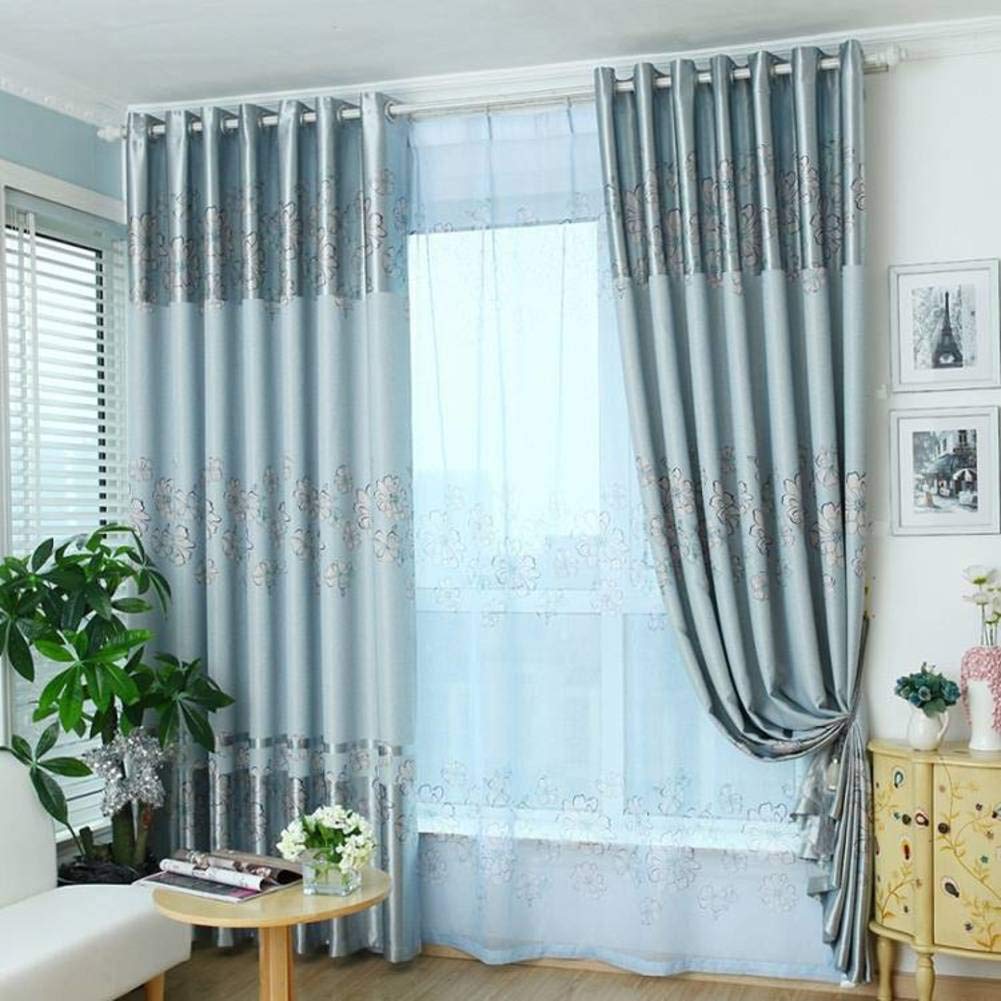 drukowana/zaciemniająca zasłona okienna, kwiat/wzór/sypialnia/kuchnia/zasłona, przelotki zasłony okienne zasłony draperie - niebieska i 400 x 270 cm