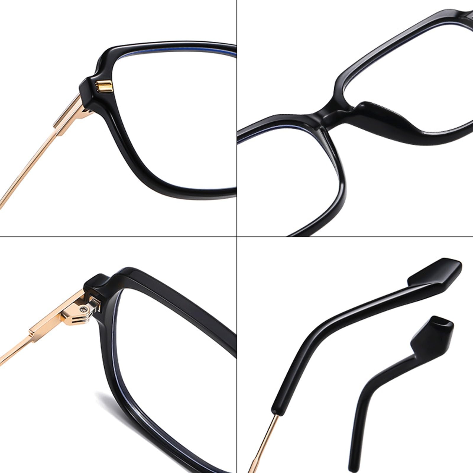 Quadratische Brillengestelle, Metallbrillen for Computer, große Lesebrille, Unisex, Nicht verschreibungspflichtige Brillen, transparente Brille(Tea)