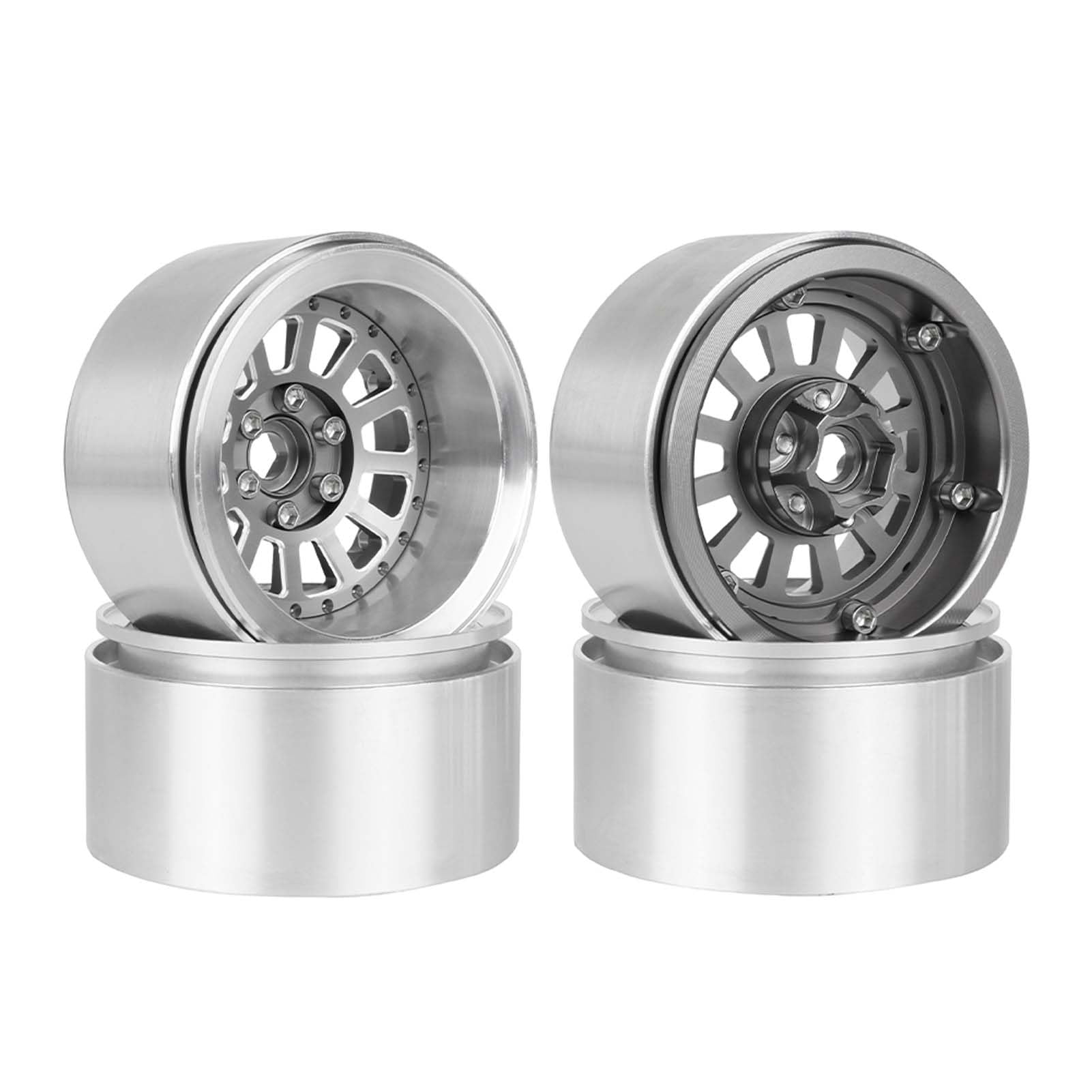KEEDA Aluminum Alloy 2.2 Beadlock Wheel -10mm Offset 12-Spoke Rims for SCX10 RR10 TRX4 VS4-10 Gen8 1/10 RC Crawler Car Upgrade Parts (Gray)