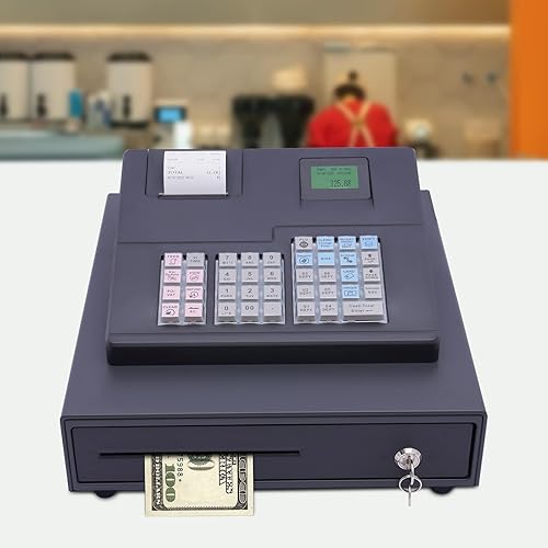 Miniatura 3 de Cutycaty Caja registradora, sistema de gestión de efectivo electrónico de plástico con bandeja extraíble e impresora térmica, caja registradora