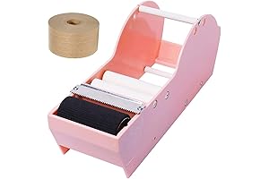 Pink Desktop Water Activated Tape Dispenser with Reinforced Kraft Paper Gum Tape