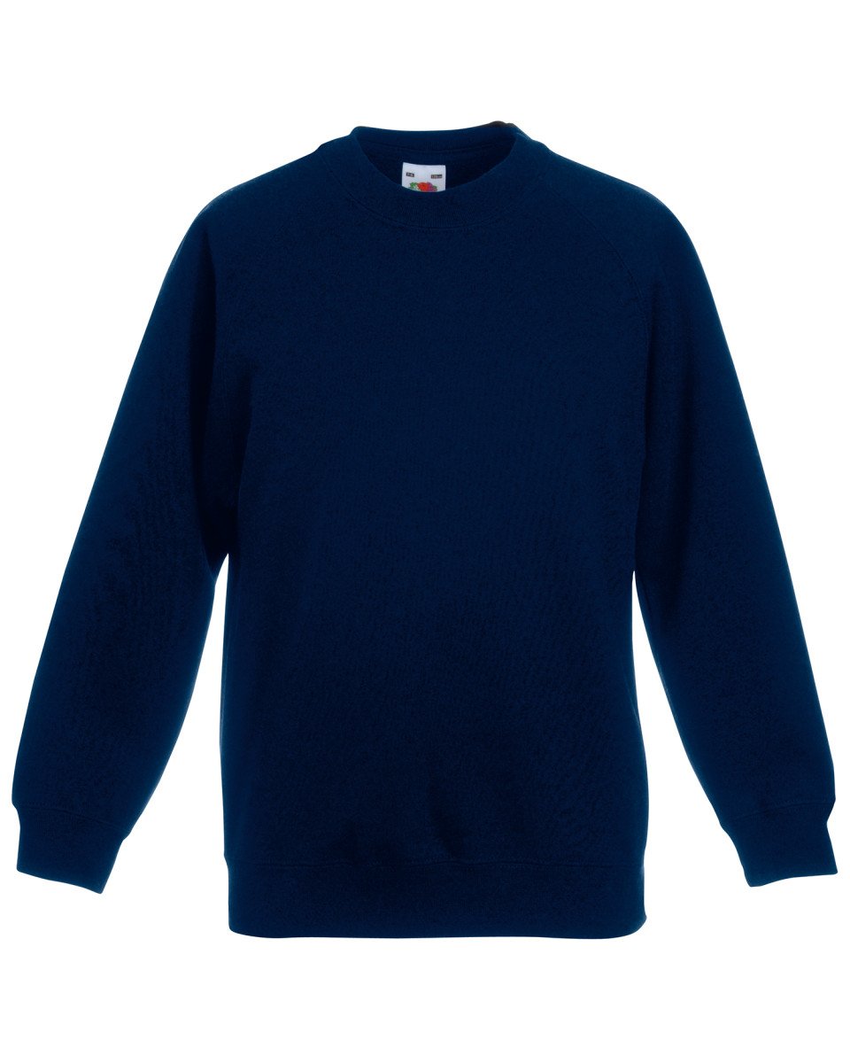 Fruit Of The Loom Deep Navy Childrens Raglan Sleeve Sweatshirt 12-13 Size 12-13 Years