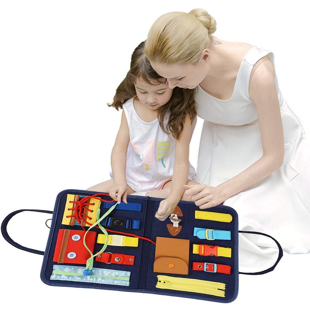 Toddlers Busy Board, Montessori Busy Board, Sensory Toys Basic Skills