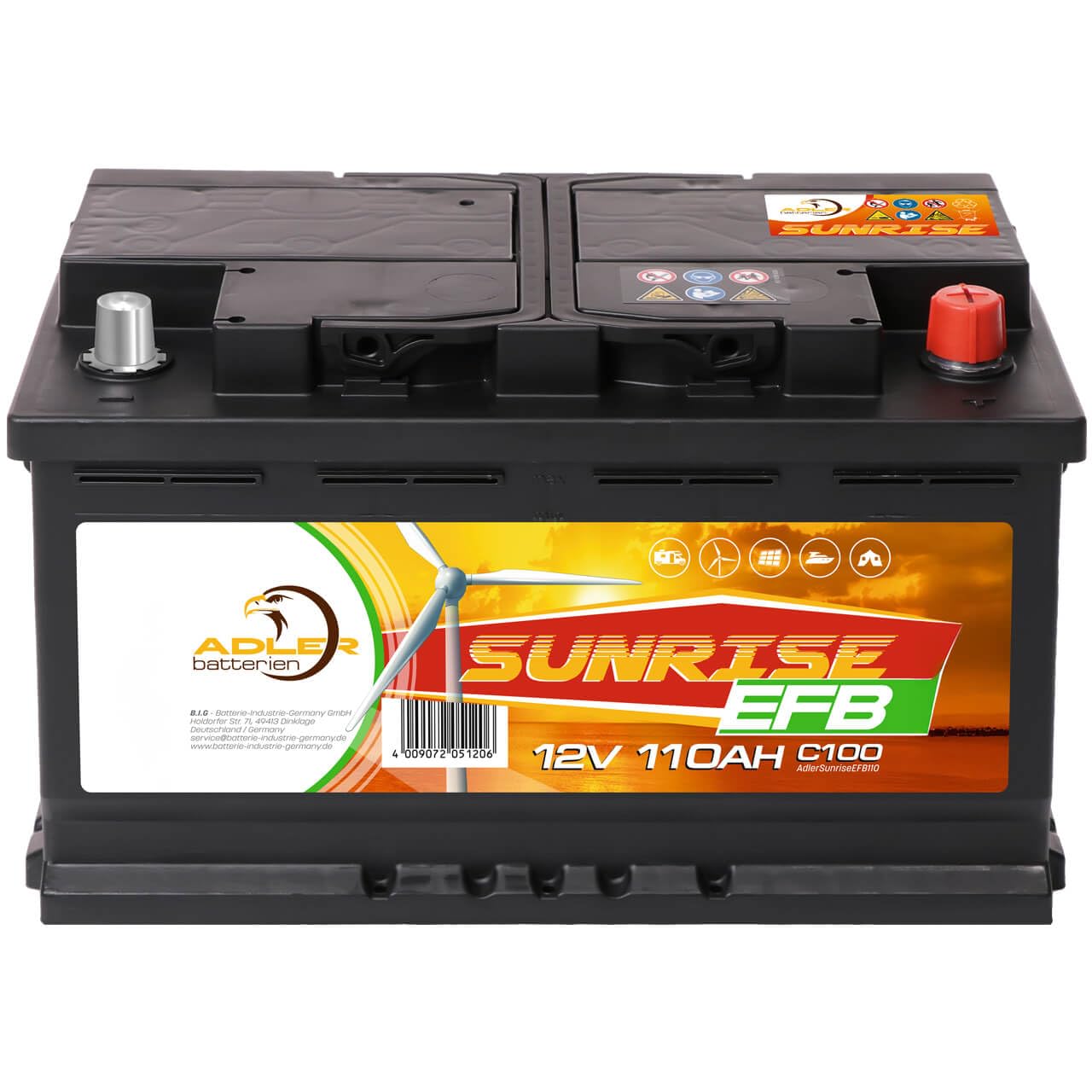 Solarbatterie 110Ah 12V Solar Akku Wohnmobil Boot Wohnwagen Camping Batterie
