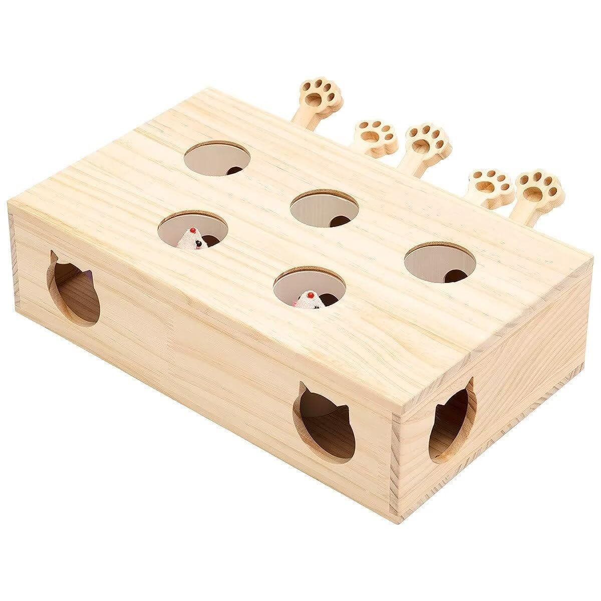 Juguete desplegable para gatos, juguetes interactivos de madera maciza para gatos de interior, juego de atrapar ratones.