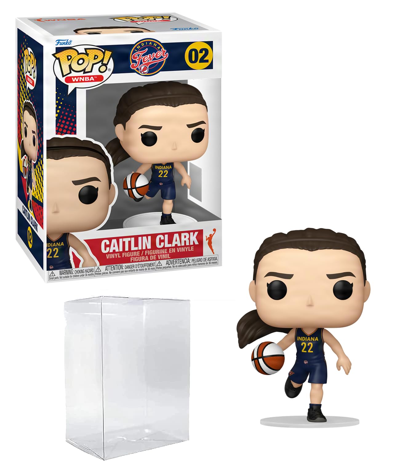 caitlin clark 02 rookie season funko pop basketball wnba indiana fever figurine with hofsm protector case