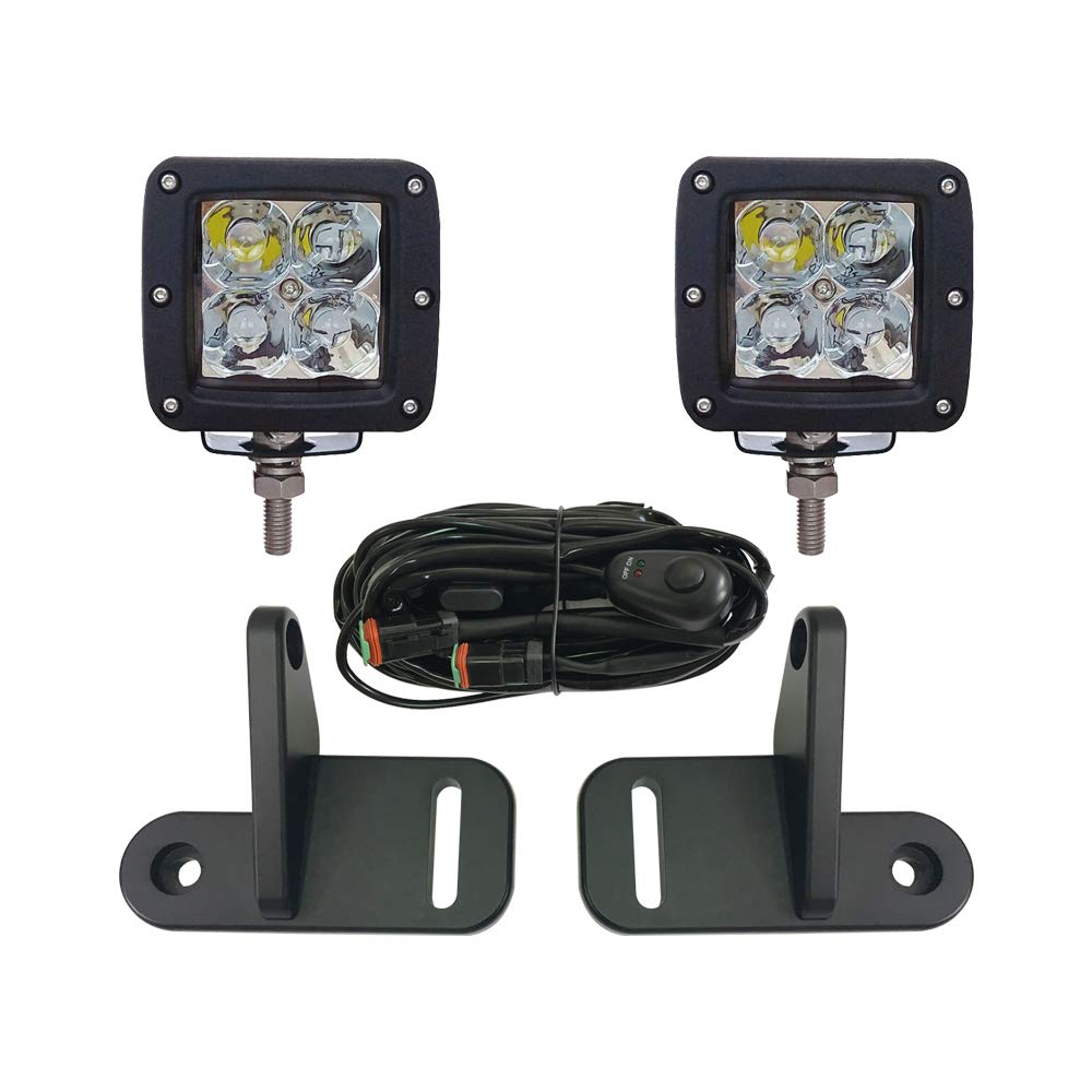 JL1109 3.14-Inch LED Spot Off-Road Lights kit Hood Fog Lights Pod Light for Wrangler JL with Wiring Harness A-Pillar Bracket