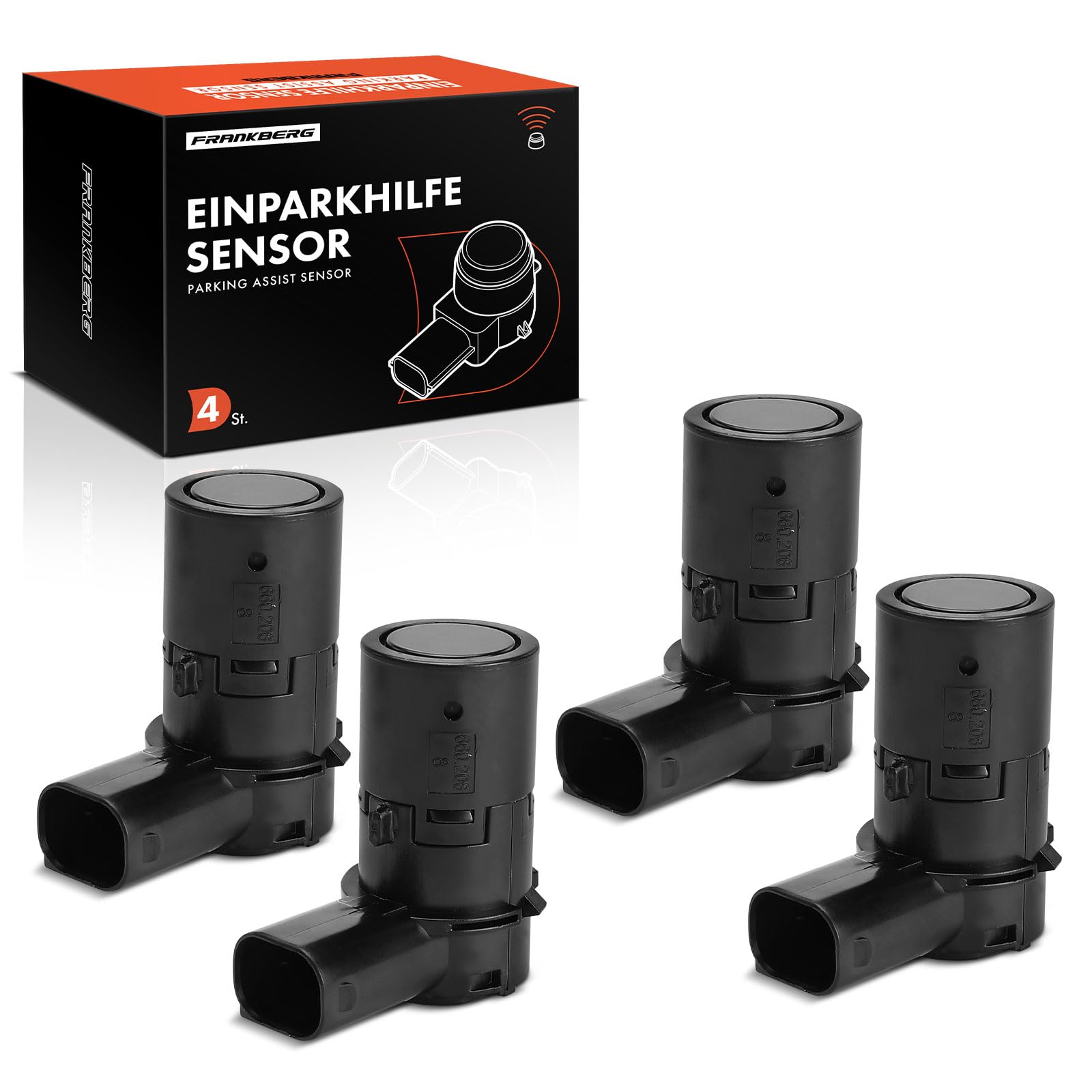 Frankberg 4 sensori di parcheggio anteriori e posteriori 39995142 | Compatibile con: XC90 I 275, S80 II 124, S40 II 544, S60 I 384, C70 II Cabriolet 542, V70 II 285, V50 545