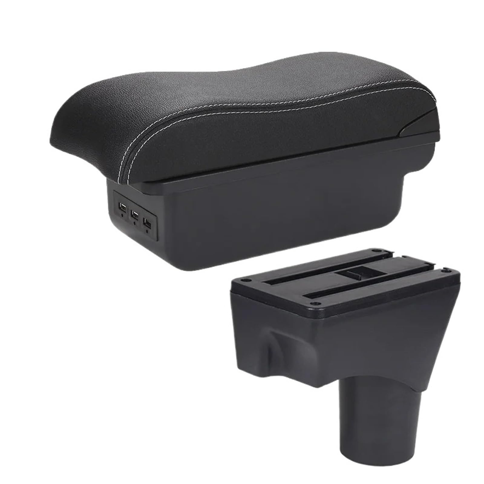 UMDJJU For Nissan For March For Micra K13 2010-2022 Armrest Box Car Arm Storage Retrofit Parts Accessories Car Centre Console Armrest Box(B3 Black white 3USB)