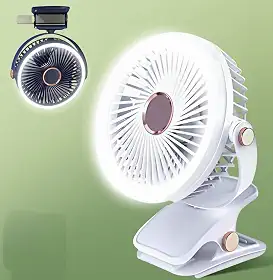 Ventilador de Mesa Portátil Recarregável Mini Ventilador Silencioso com Bateria de Longa Duração 2400mAh LED Integrado 5 Velocidades Ajustáveis 360 Graus Ideal para Usos Domésticos (Branco)