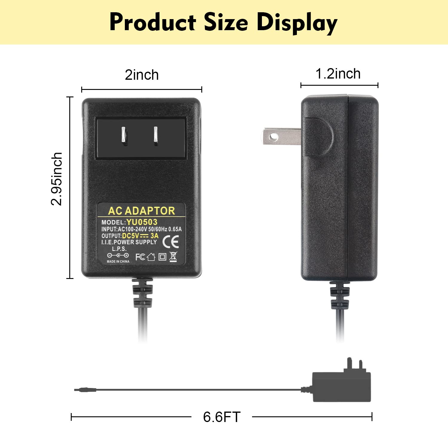 5V Power Supply for Polycom VVX 150 250 350 450 2200-48872-001 1465-48871-001, EM50 Expansion Module, OBi2182 and Cisco voip SPA 303 500 501G IP Phones (5 Volts 15 Watt)