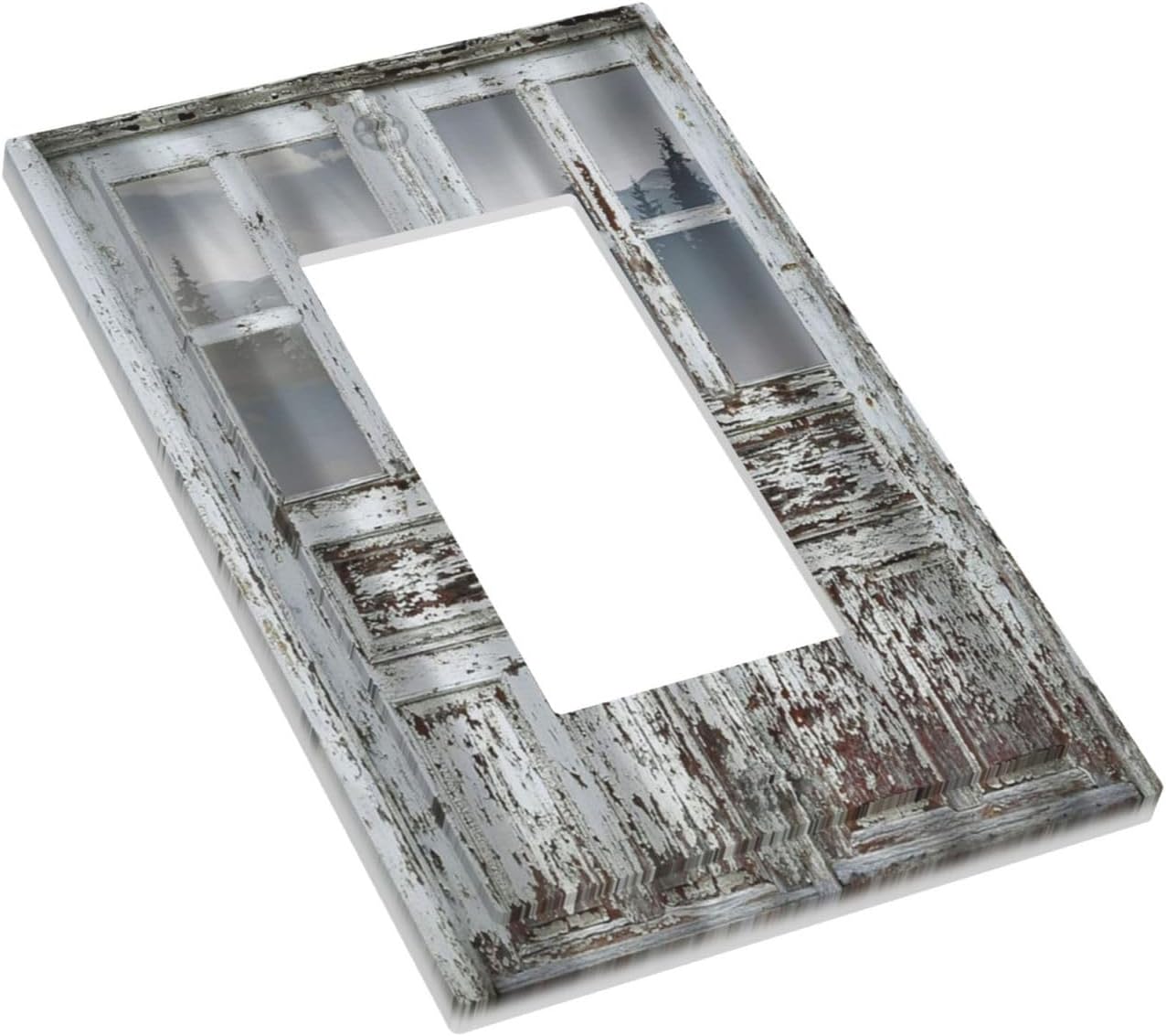 Decorative Outlet Covers Rustic Farmhouse Wood Barn Door 1 Gang Single Decora GFCI Device Light Switch Cover Plate 1 Rocker Wall Plate Jumbo Switch Plate Cover for Kitchen Bedroom Home Decor image 3