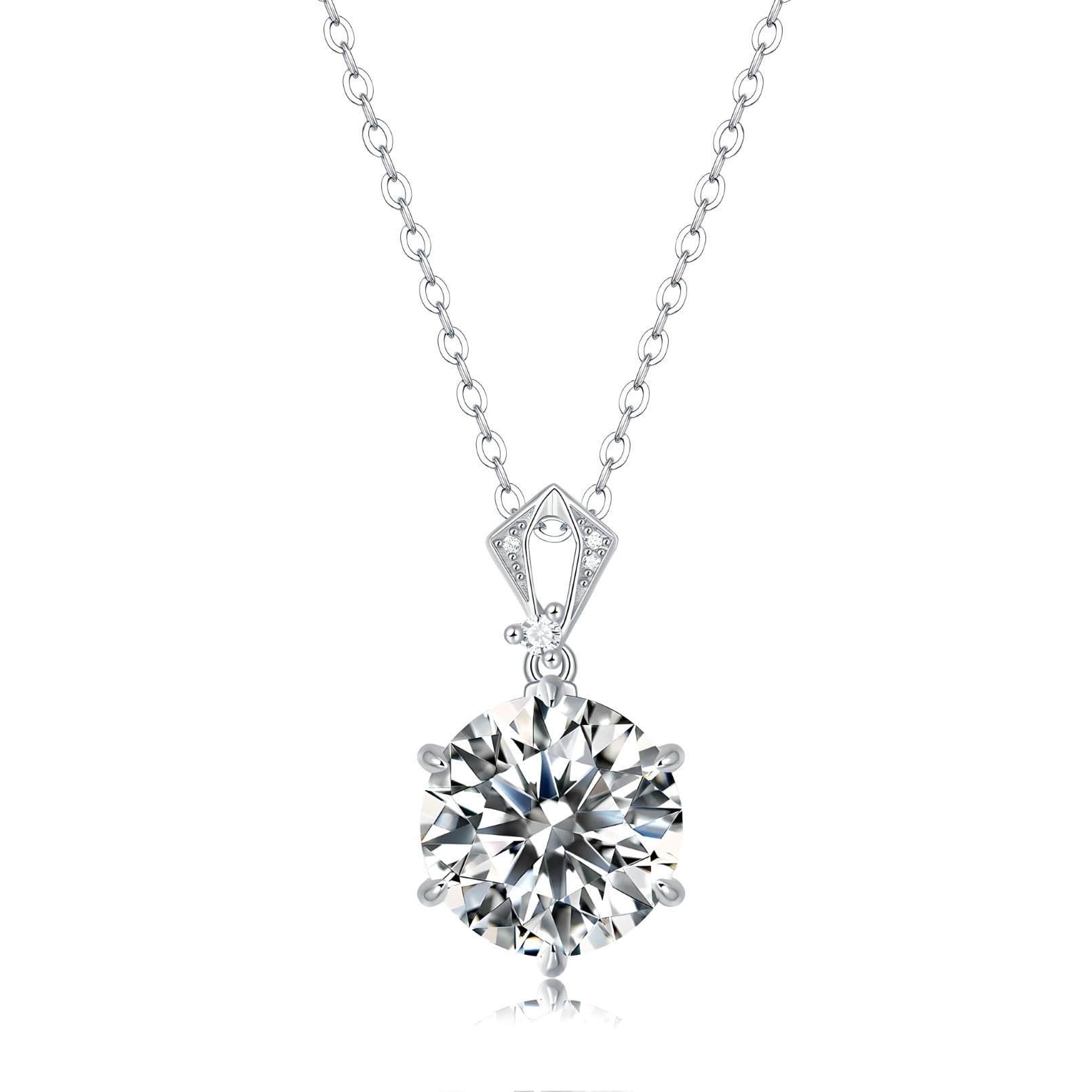 Naszyjnik Wisiorku 1-5Ct Moissanite Dla Kobiet, 925 Srebrny Srebrny 14-Karatowy Biały Złoto Biżuteria Modowa Na Wesele Urodziny