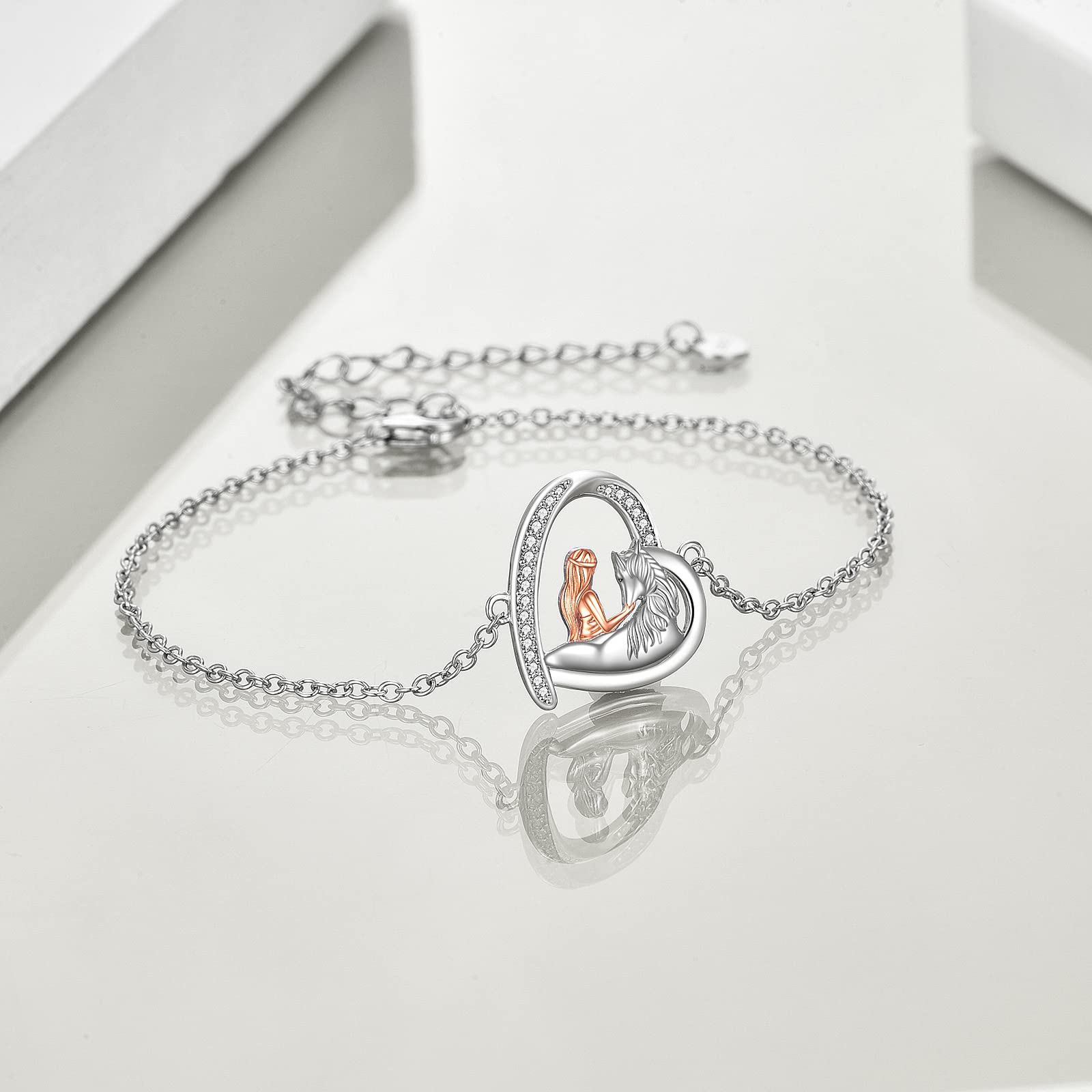 YAFEINI Bracciale Regolabile con Cavallo in Argento Sterling 925 per Regali di Gioielli per Cavalli da Donna