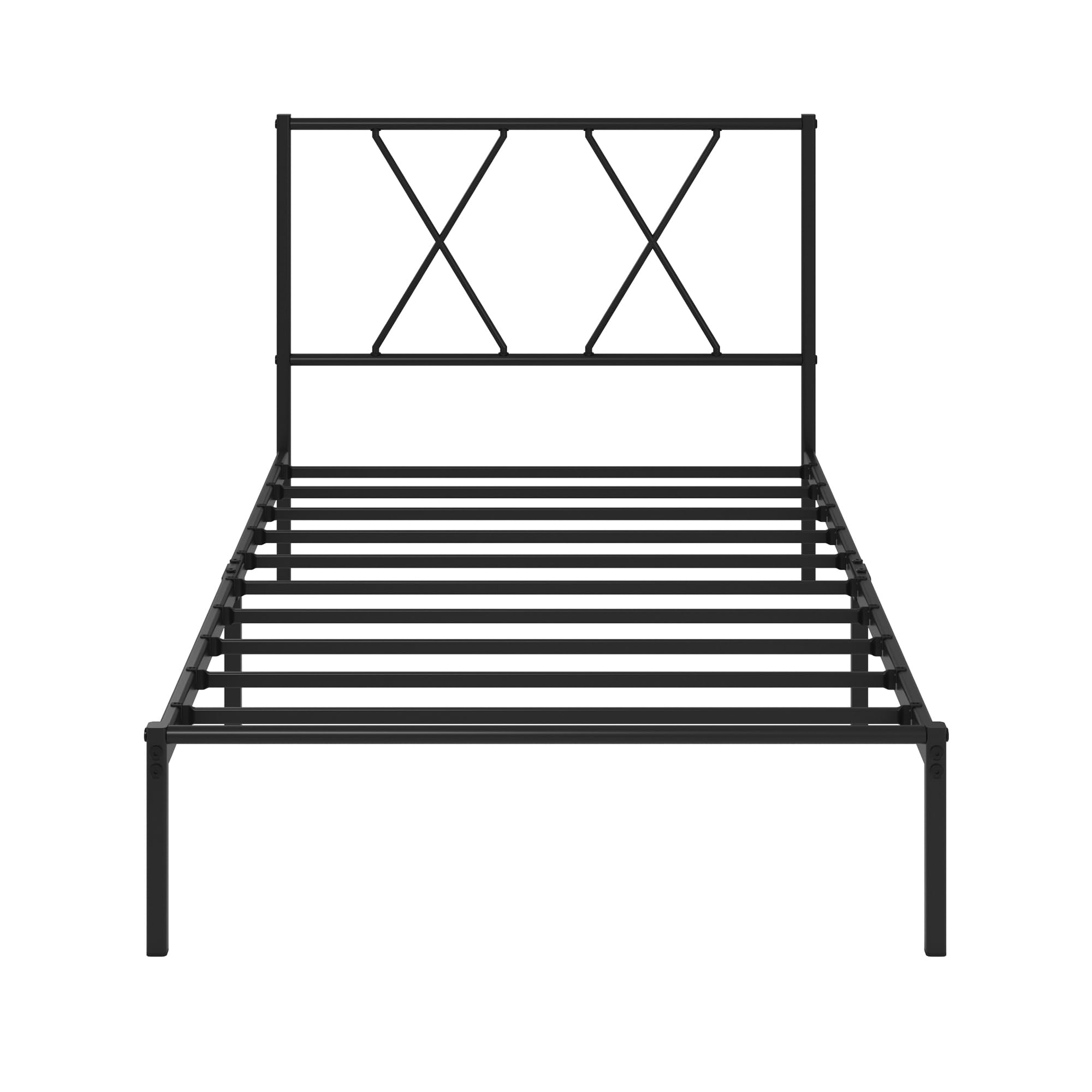 Zinus Elias Somier 90x190 cm Altura 30 cm Base Cama Individual Acero Cabecero Láminas Metal Negro