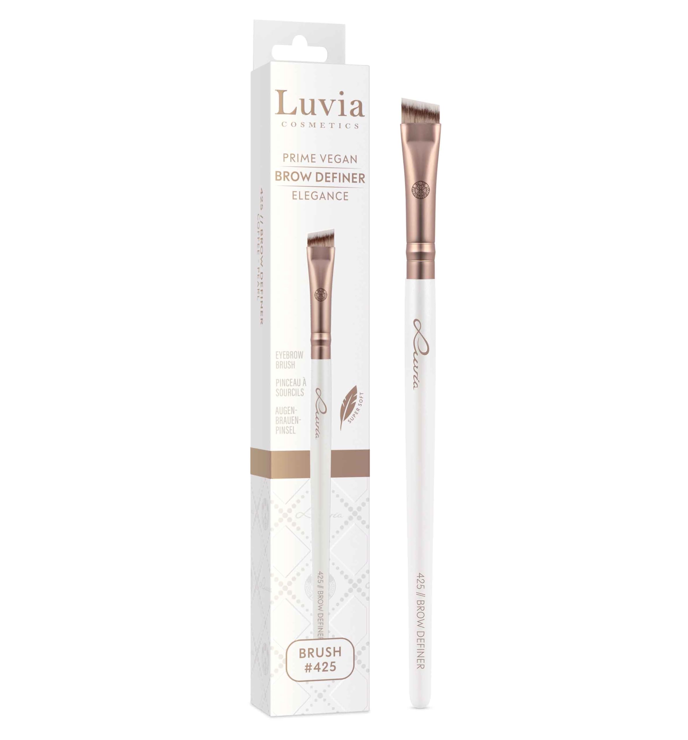 Luvia Cosmetics Pearl / Coffee Professioneller Make-Up Pinsel Luvia, Augenbrauen Schminkpinsel, Definition, Eyebrow Pinsel, Augenpinsel, Flacher Angeschrägter Pinsel, Veganer Kosmetikpinsel, 425 // Brow Definer - Elegance