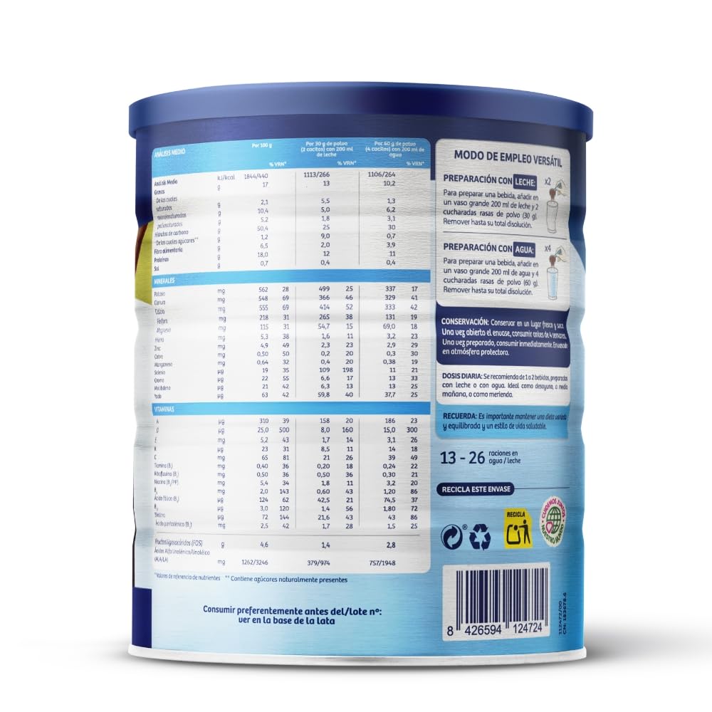 FontActiv Forte ProAction Chocolate | 800g | Suplemento Nutricional con Fibra para Adultos - 0% Azúcares añadidos