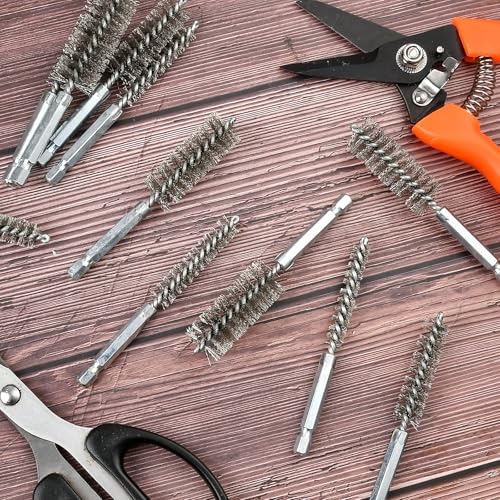 Image of 18 Pcs Wire Brush for Drill, Stainless Steel Bore Brush with 1 /4 inch Hex Shank, Metal Tube Cleaning Brush, Brush Attachment for Drill Impact Driver in 6 Sizes(8mm, 10mm, 12mm, 15mm, 17mm, 19mm)
