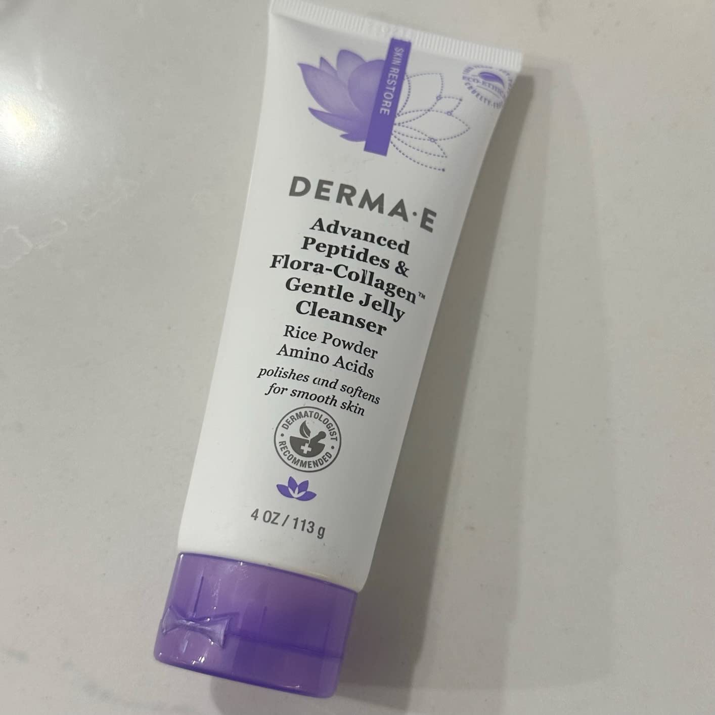 Derma E Advanced Peptides and Vegan Flora-Collagen Gentle Jelly Cleanser – Cleansing Face Wash Brightens, Hydrates and Reduces Appearance of Facial Lines and Wrinkles, 4 Oz