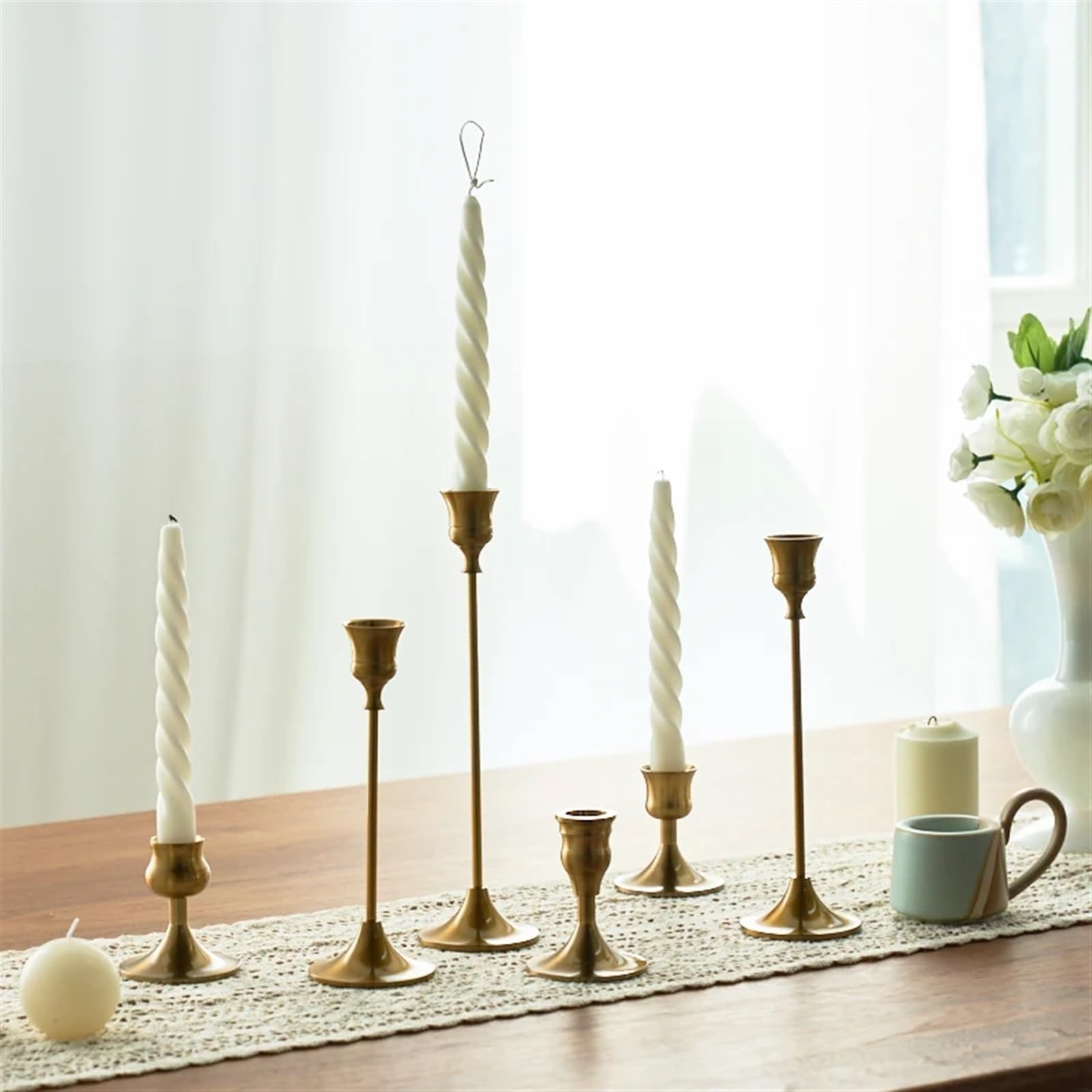 Kerzenhalter Stabkerzenhalter 3-teiliges Kerzenständer-Set aus Messing/Gold/Schwarz, Kerzenständer-Set for Hochzeitstische, dekorative Kerzenständer for Partys, Abendessen(Style1)