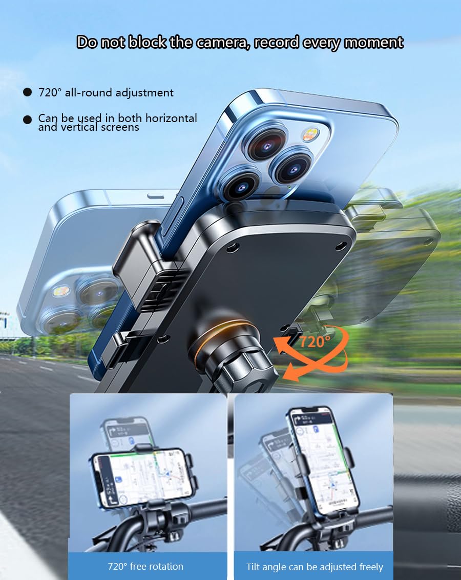 Porta Cellulare Moto per Piaggio BV 250 2011, 720° Rotabile Supporto Telefono, Antivibrazione Smartphone Porta, Supporto Staccabile, Porta Manubrio Moto,A Handlebar