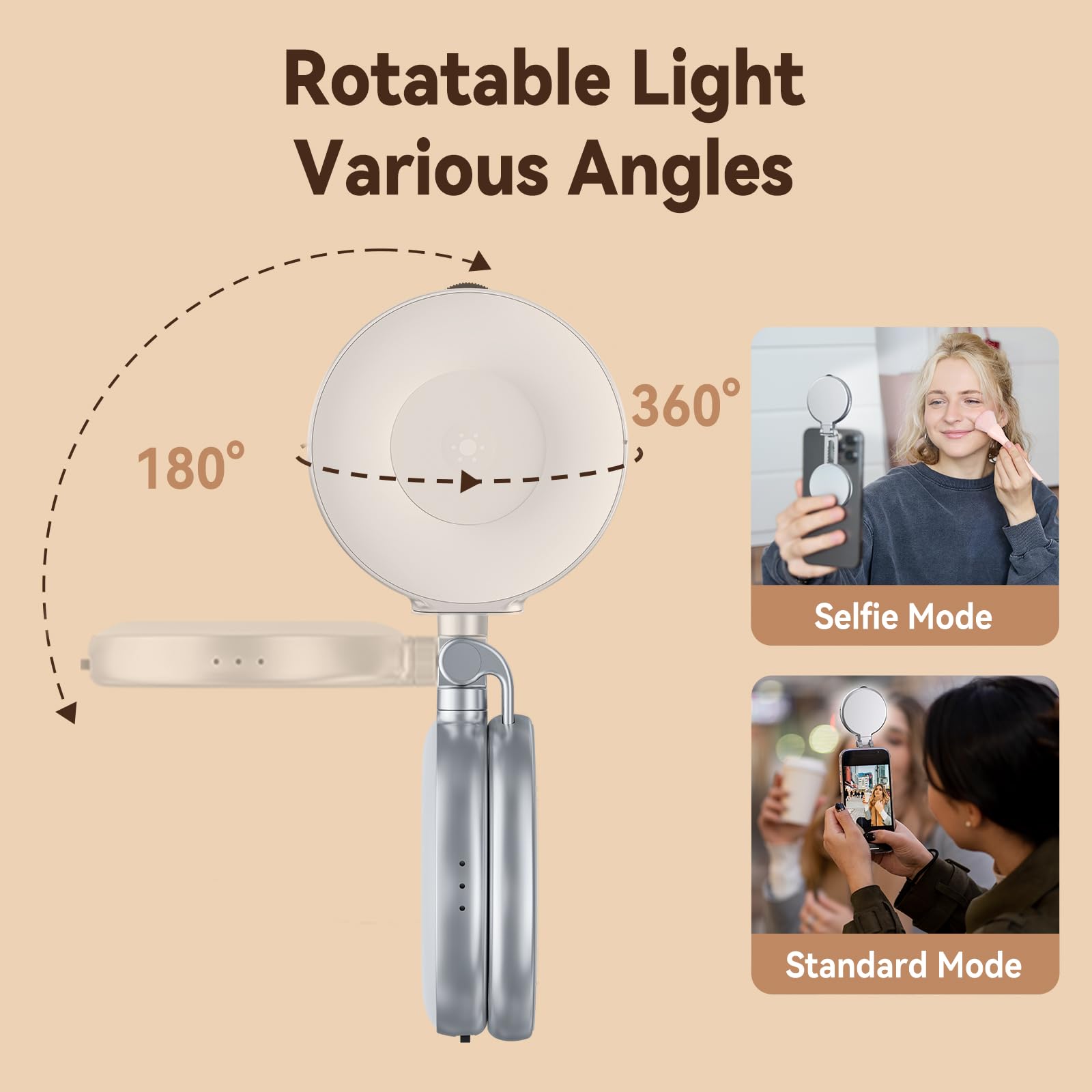 AFAITH C03 - Luce magnetica per selfie, compatibile con iPhone Magsafe, CRI97 360° LED Selfie Ring Fill Light con specchio per selfie/fotografia/TikTok/chiamate zoom/videoconferenze