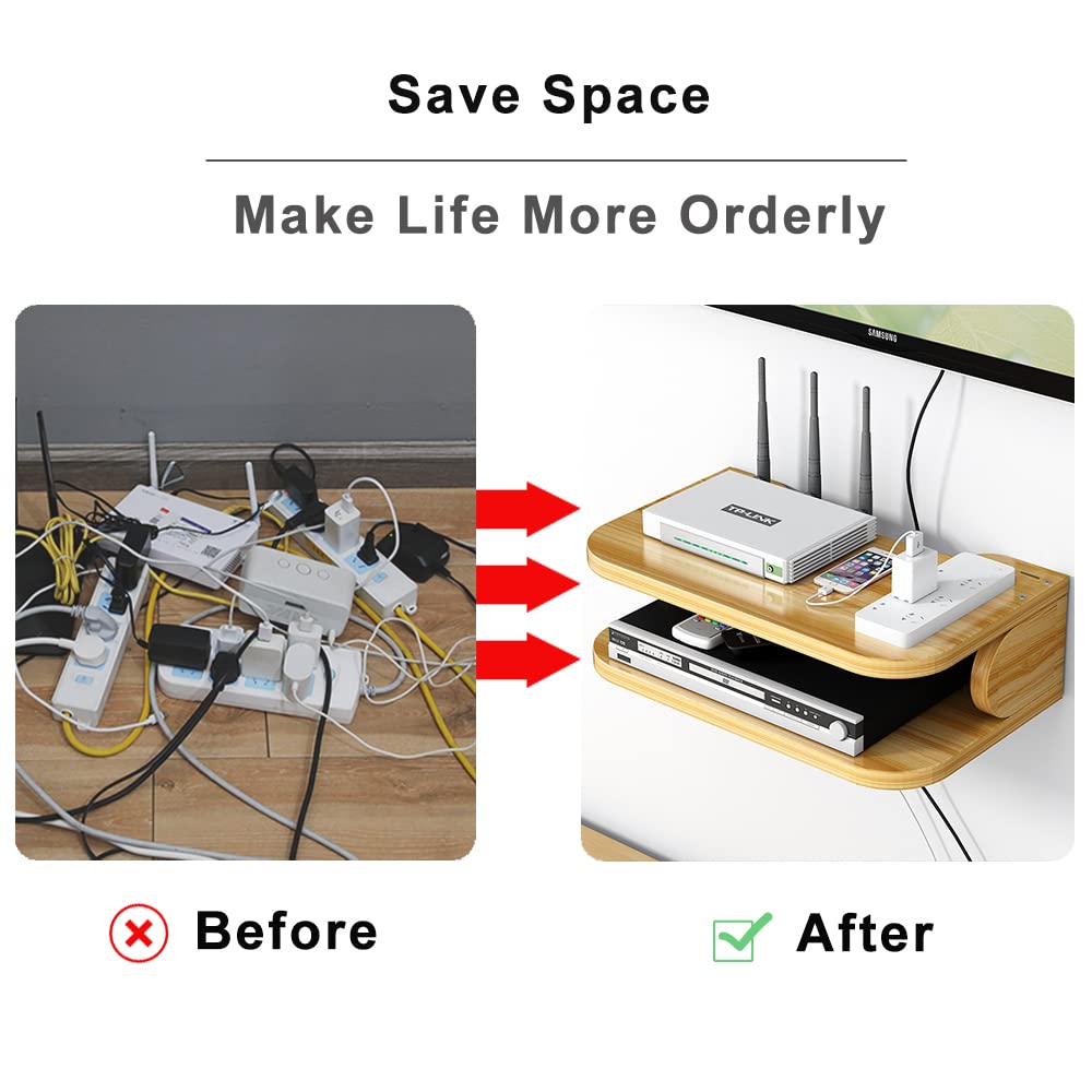 Scaffale A Muro Per Router WiFi E TV Box – In Lega Di Alluminio Lucida, Per Proiettore, Modem E Altoparlanti, Facile Da Montare