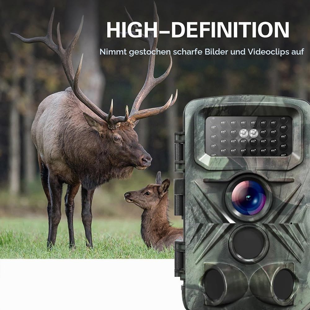osmo wildpro wildkamera Wildkamera 4K 48MP mit APP-Steuerung, Nachtsicht, IP66 wasserdicht, 120° Weitwinkel, inkl. 32GB SD-Karte