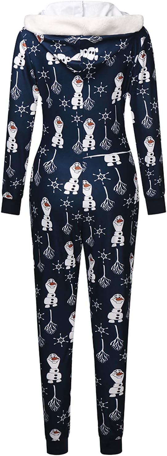 AI'MOURI One Piece Hooded Sleepwear for Women,Sexy Printed Christmas Pajamas Jumpsuit Rompers - Image 4