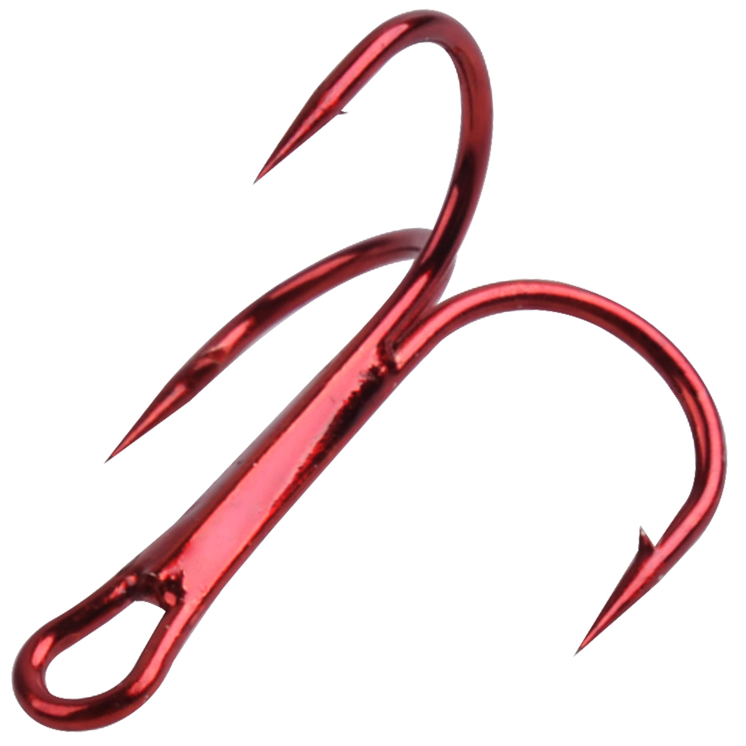 Fishing Treble Hooks, 80pcs Sharp Round Bend Barbed Treble Hook High-Carbon Steel Triple Hooks for Bass Trout Saltwater Freshwater Size 1/0 1 2 4 6 8 10 12 14