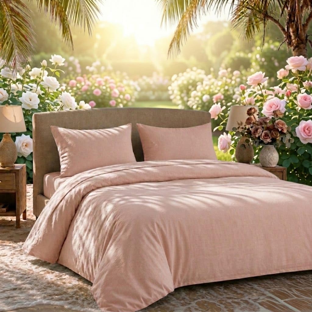 Completo Copripiumino Matrimoniale 220x230 cm BOSALONI HOME Essential Collection – Lenzuolo Sotto con Angoli 160x200+35 e 2 Federe 50x80 – Set Letto Elegante in Microfibra Morbida (Rosa Antico)