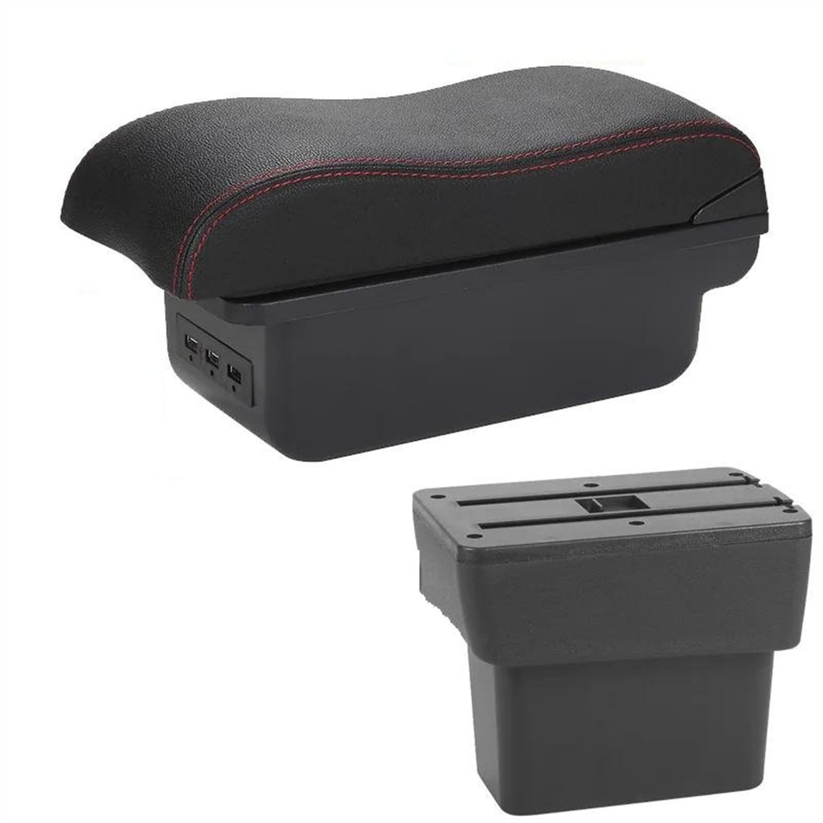 NOHEEU Car Accessories Armrest Box Central Storage Dedicated Interior Retrofit For Note 2016-2022(B1 Black red 3USB)