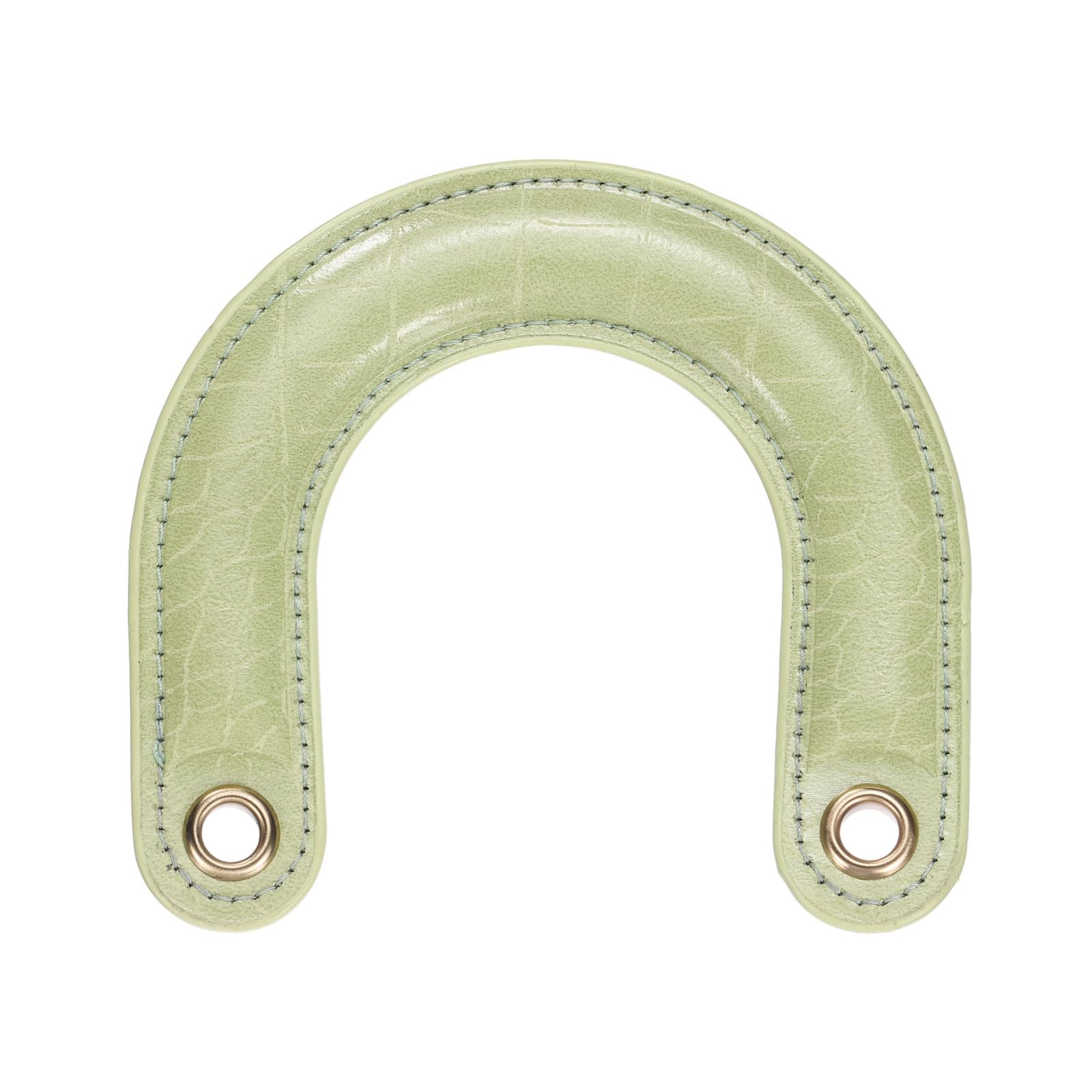 sourcing map U-Shaped Leather Bag Handle Replacement Leather Purse Handles with Iron Grommets for Clutch Bag, Handcrafted Bag Accessories, (Fruit Green)