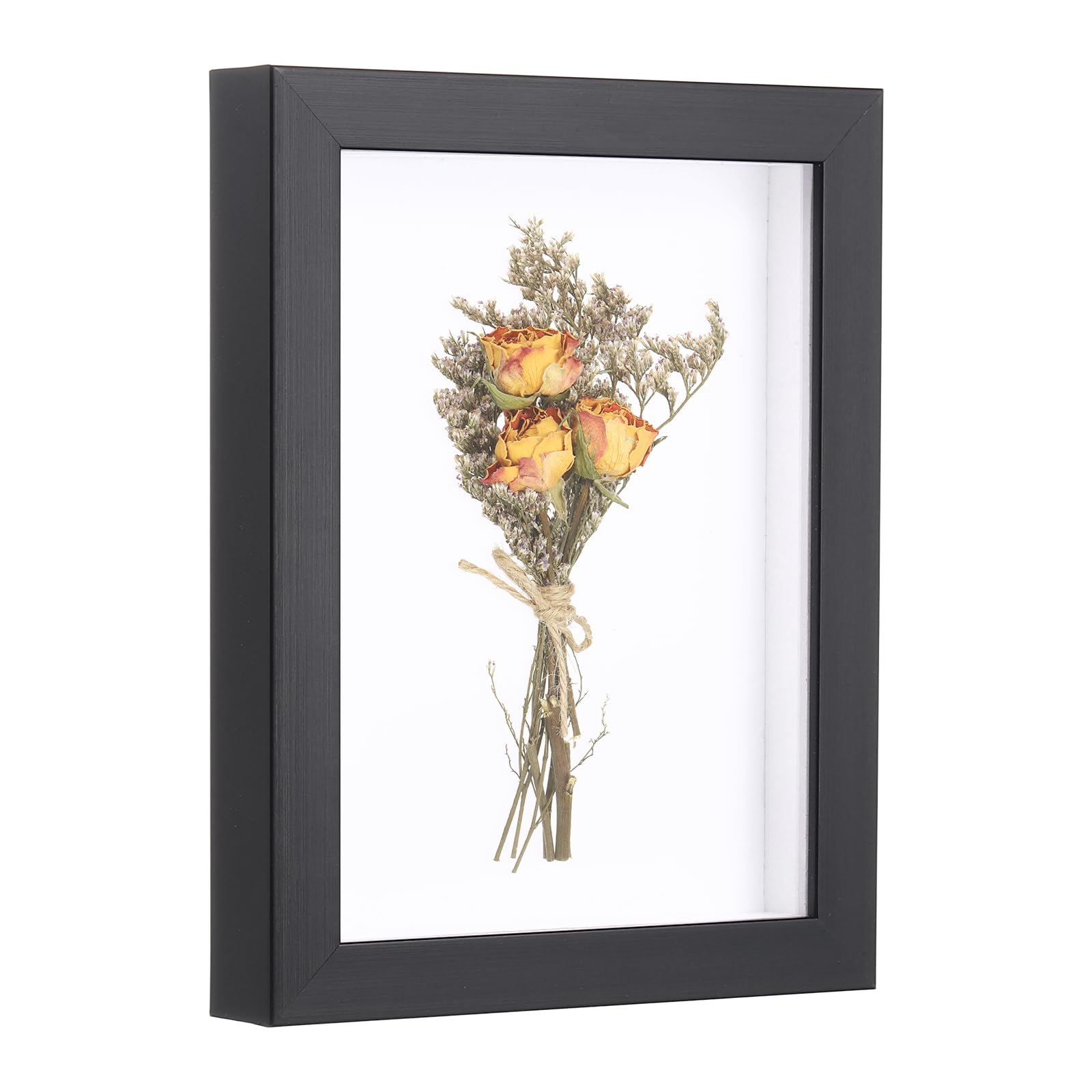 sourcing map 6x8 Inch Shadow Box Display Frame, 2cm Deep Photo Shadow Box Plastic Display Case Wall Mount & Tabletop Display for DIY Photos Flowers Memorabilia Wedding Birthday, Black