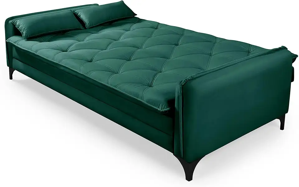 Sofá Cama Yara Reclinável Casal Suede Sala De Estar Casa Imperial (Verde)