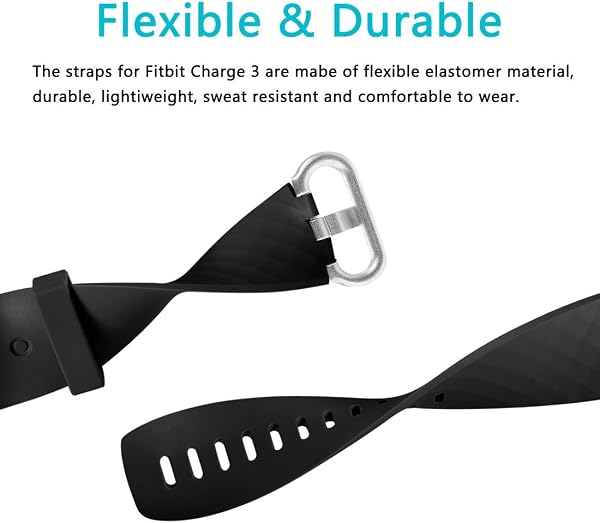 2 Pack Bracelet de Remplacement Compatible avec Fitbit Charge 3 Bracelet/Fitbit Charge 4 Bracelet, Bandes de Sport Classiques pour Femmes Hommes, Petit Grand - 4
