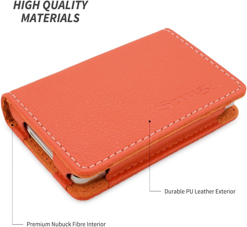 iPod Classic Case, Snugg Orange Leather Flip Case [Card Slots] Executive Apple iPod Classic Wallet Case Cover and Stand - Legacy Series