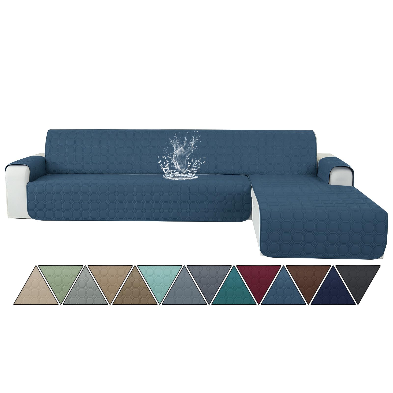 Ystyle Copridivano Impermeabile con Penisola 4 Posti (L 280 CM), Copridivano Angolare Destra/Sinistra Universale Reversibile, Copridivano Chaise Longue AntiGraffio Antimacchia, Blu Berlino