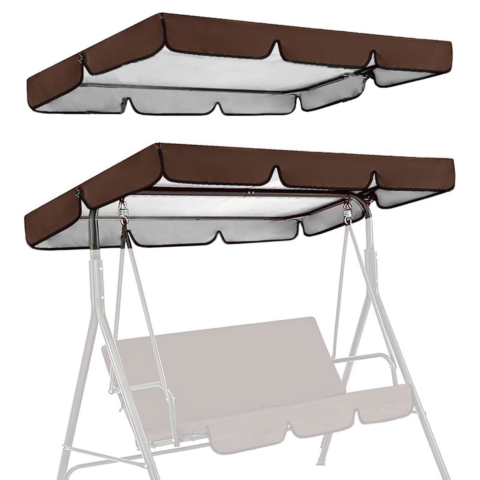 Copertura Telo Tettuccio di Ricambio per Dondolo da Giardino 2/3 Posti,Copertura di Ricambio Altalena da Patio,Universale Impermeabile Anti-UV Parasole Tettuccio per Dondolo per Esterno