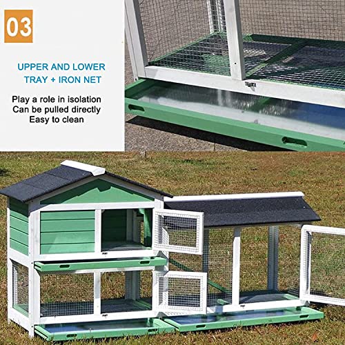 ACIYD Hühnerstall Villa Geflügelstall Kaninchenstall, Kaninchenhütte im Freien, hölzerne große Hasenkäfig, Hühnchen… – Bild 5