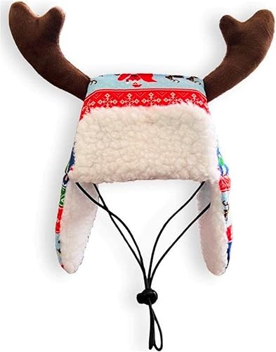 Huxley & Kent Sombrero para mascotas | Suéter feo cornamenta (grande) |Divertido sombrero de Navidad para perros/gatos | Bonito, cómodo y divertido