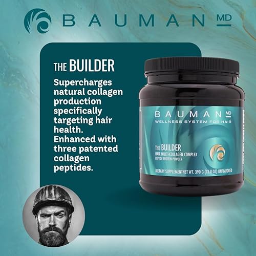 Miniatura 2 de BAUMAN MD The Builder - Proteína en polvo de péptido de colágeno, formulado por expertos y recomendado por médicos para apoyar un cabello saludable,