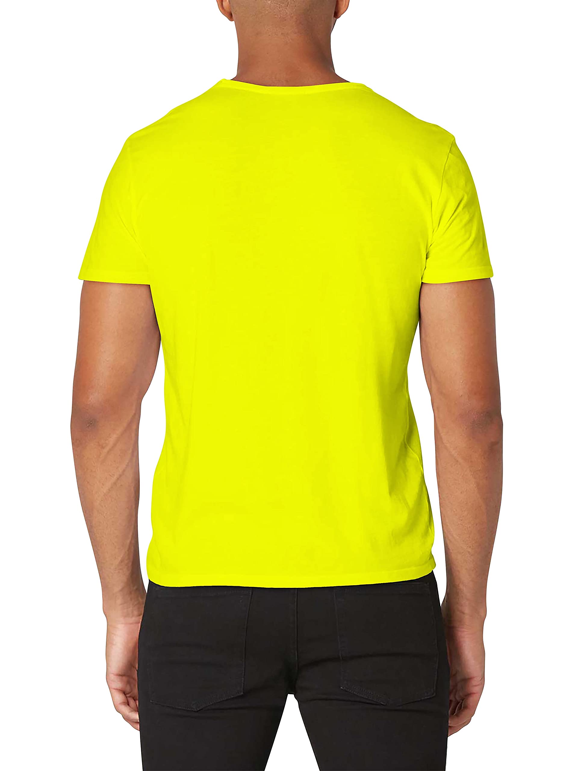 Hat and Beyond Mens Casual Athletic Plain Crew Neck Workout Performance Skateboard T Shirts Solid Short Sleeve Active Tee (3X-Large, 1ks18_Neon Yellow)