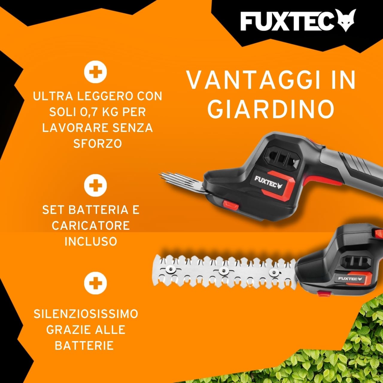 Set Mini motosega potatore a Batteria FUXTEC 20V E1HAS20SET – Peso 1,44Kg, Lunghezza Lama 15cm, Diametro di Taglio 10cm e Velocità della Catena di 4,6m/s