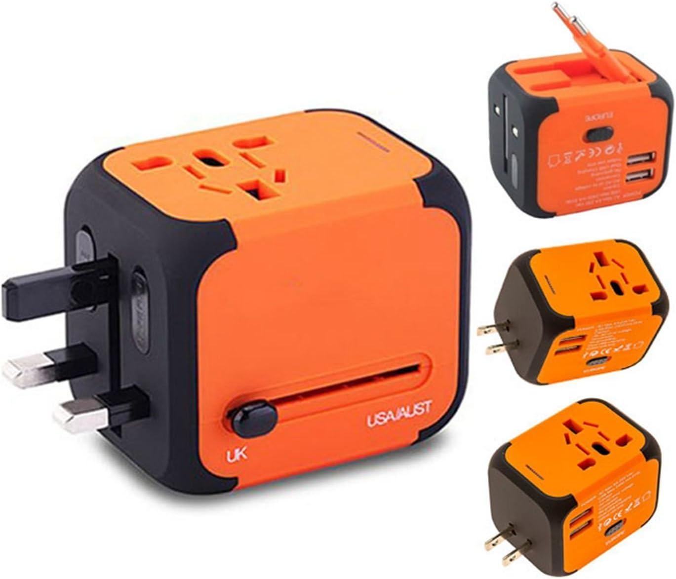 AILUNER Travel Adapter,Universal Worldwide Power Adapter with 2.4A Dual USB