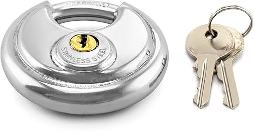 QWORK Cerraduras de disco, 1 paquete de cerraduras de almacenamiento de disco con llave de acero resistente para unidad de almacenamiento, remolques