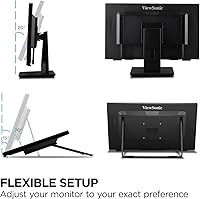 Vista 4 de ViewSonic TD2465 Monitor de pantalla táctil de 24 pulgadas 1080p con ergonomía avanzada, entradas HDMI y USB